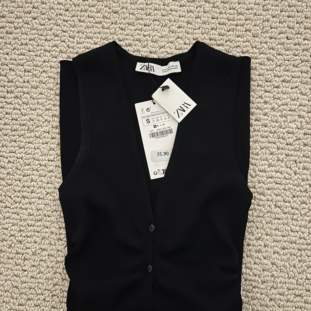 Zara Women's Black Ribbed Tank Top